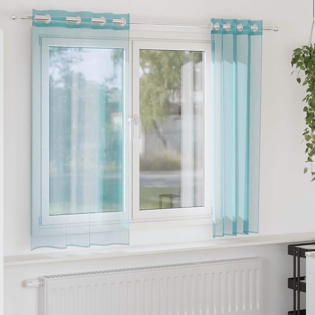 Voile de rideaux turquoise haut de gamme 100% polyester