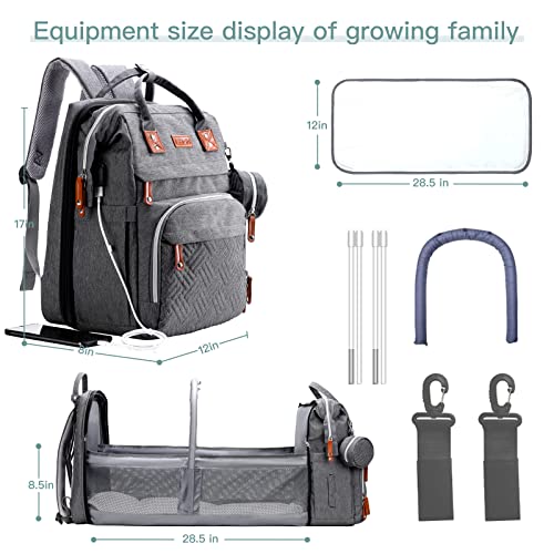 Image of ISMGN Diaper Bag Backpack with Changing Station, Extra Large Diaper Bag, Multifunctional Diaper Bag, Baby Bag, Deep Gray