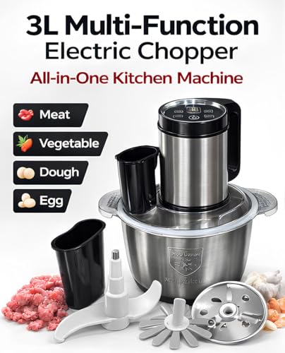 Image of Electric Chopper For Kitchen Use 700 Watts Powerfull 100% Pure Copper Motor | 7 Attachments With Touch Control | 7-in-1 Food Processor, Meat & Vegetable Chopper (3 Liter)