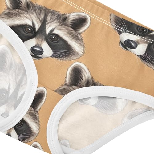 Cotton Toddler Underwear Floral Drawn Brown Raccoons Orange Girl Panties Cute Fancy Briefs Underpants 2t4