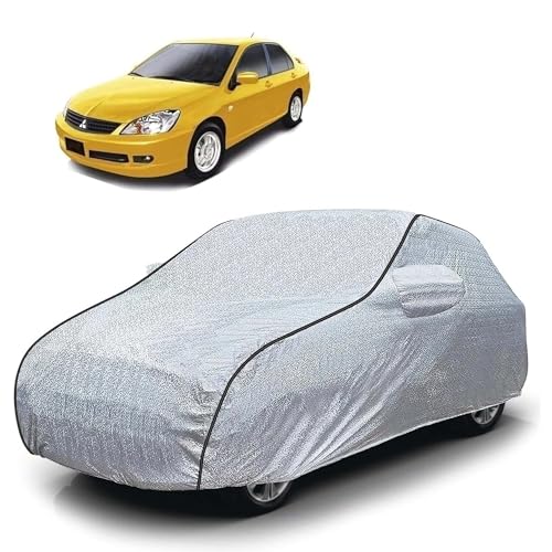Image of Sulfar 100% Waterproof Car Body Cover Compatible with Mirror for Mitsubishi Cedia (Triple Stitched, Full Bottom Elastic, Magic Silver with Black Piping)
