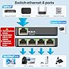 KiWiBiRD Multiprise ethernet rj45, repartiteur Cable ethernet rj45, Switch répartiteur ethernet 4 Port 1000Mbps pour câble Cat 8 7 6 5e 5 Compatible avec routeur PC Ordinateur Mac PS5 PS4 TV Box