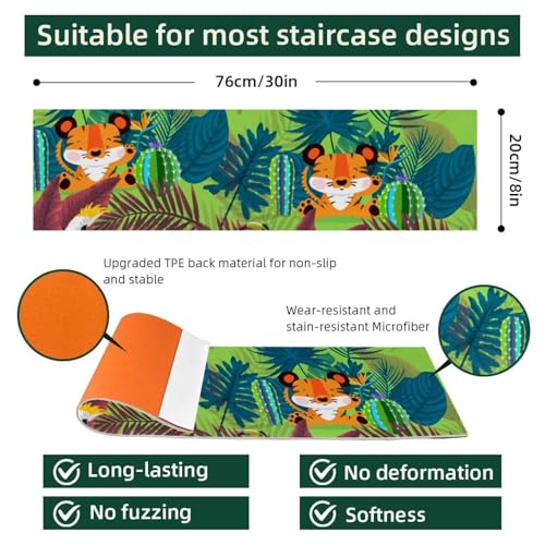 Peldaños para escaleras de madera alfombras antideslizantes 8x30 kit de 15 piezas diseño bosque 3