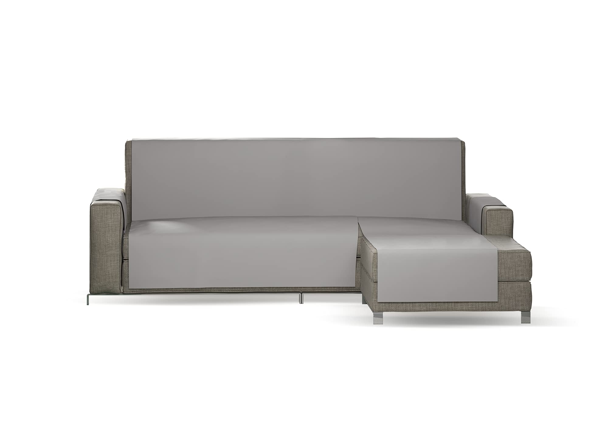 HAPPERS Funda sofa chaise longue Protector Impermeable mascotas y Antimanchas Gris para Sofá Chaise Longue Derecho