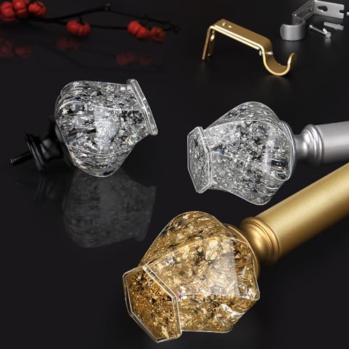 Hotozon TP23013 2 Pack Bling Twisted Translucent Finials With Foils, Decorative Window Treatment Finials For 1 Or 7/8 Inch Curtain Rods, Silver thumb #8