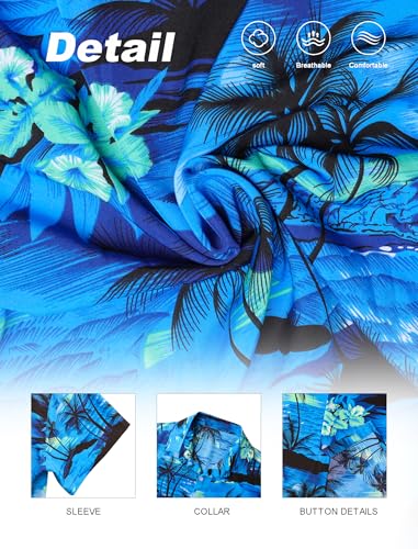 Hawaiian Shirt for Men Short Sleeves Tropical Printed Casual Button Down Summer Beach Floral Shirts3