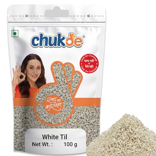Image of Chukde - White Seasame (Safed Till) | Ideal for Topping, Chutney, Desserts, Curry, Seasoning | Good Source of Nutrients, Supports Heart Health, Promotes Bone Health | 100 Gm (Pack of 4)