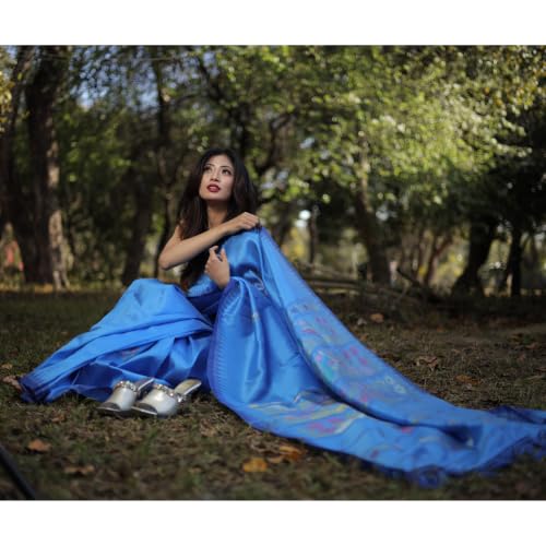 weaverootsbymedhabati royal blue mulberry silk saree in mulberry silk – image 3
