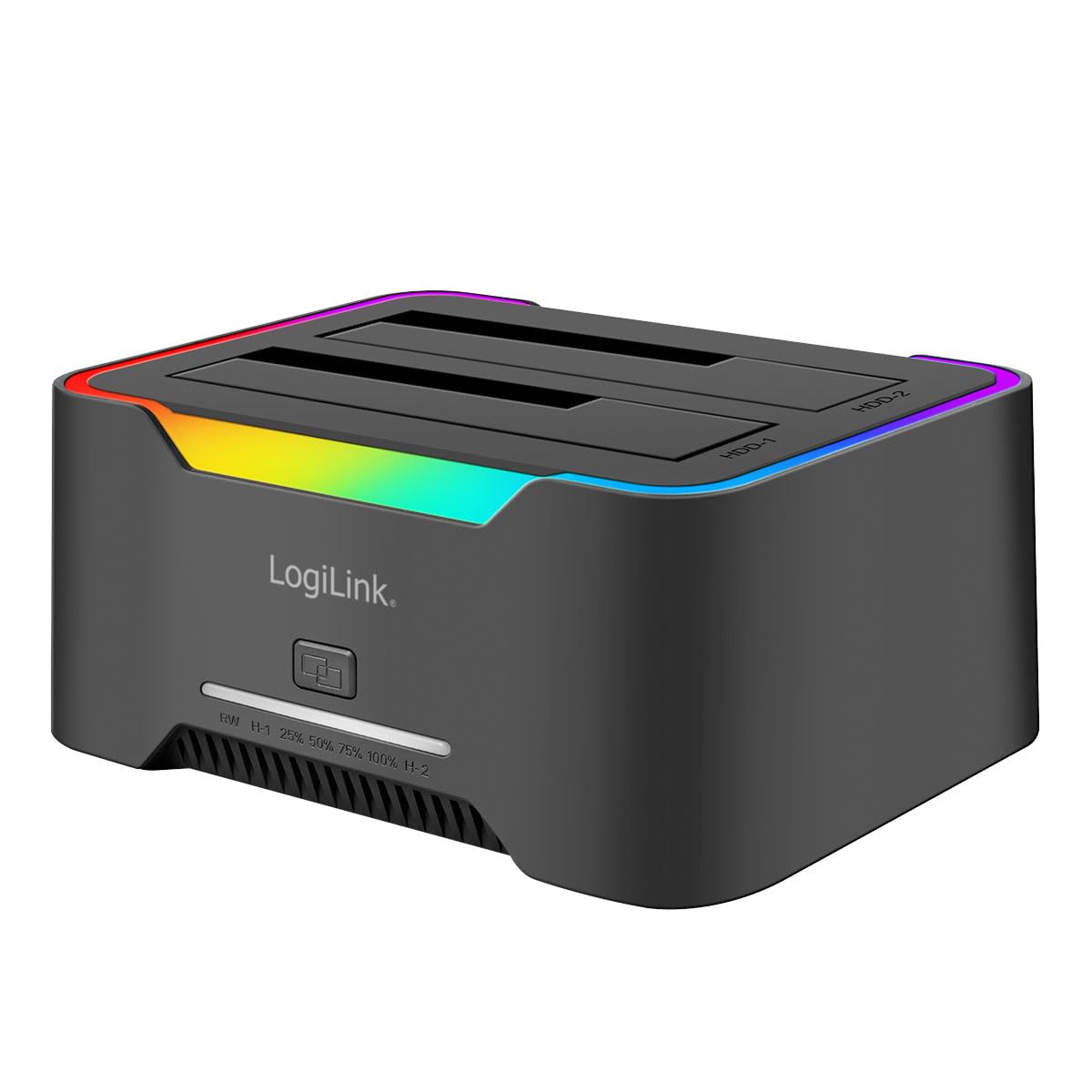 LogiLink Doppia docking station USB-C 3.2 Gen1 a 2 porte, per dischi rigidi da 2,5" e 3,5", SSD/HDD, con clone offline (senza clonare i dischi rigidi PC), 5 Gbps di trasferimento dati