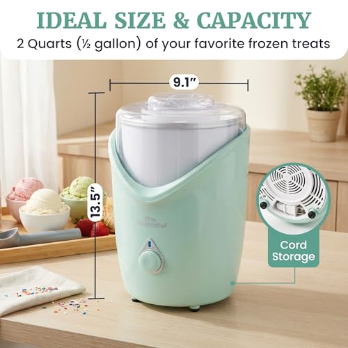 Image of Elite Gourmet EIM263M 2Qt Automatic Ice Cream Maker, Electric Homemade Ice Cream, Gelato, Frozen Yogurt & Sorbet Machine with Double-Insulated Freezer Bowl, One-Touch Operation, Includes Recipe Book