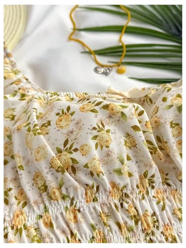 SweatyRocks Girl's Floral Print Puff Sleeve Smocked Peplum Tops Boho Summer Blouses4