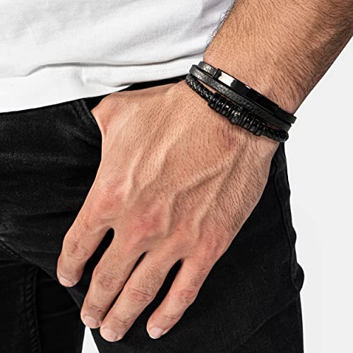 Image of SERASAR Premium Leather Bracelet Men | Stainless Steel Magnetic Clasp | Three Colors | Jewelry Box Included