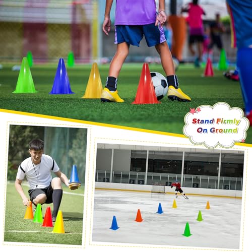 GKZB Conos Entrenamiento Deportivo Conos de Entrenamiento de Futbol 12 Piezas Cono de Tráfico Plástico Accesorio de Soporte de Marcado para Deportes, Aire Libre, Eslalon, Fútbol - imagen 6
