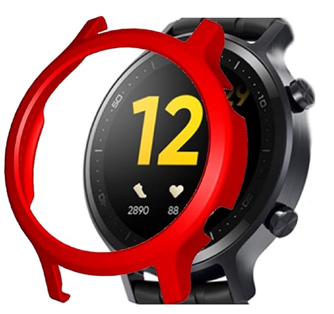 OBOE Bumper Case Compatible with Realme Watch S Anti Scratch Shockproof Cover Protector (Red)