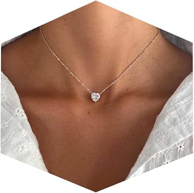 STONEFANS Heart Necklace - Simple Dainty 14K Gold Necklaces for Women Trendy Heart Gold Choker Plated Necklaces for Women Wedding Jewelry Bridesmaid Gifts