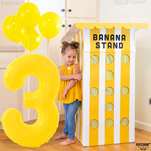Image of KatchOn, Big, Yellow 3 Balloon Number - 40 Inch | Yellow Three balloon for 3 Year Old Balloons | 3rd Birthday Decorations for Boys | 3 birthday Balloon, Honey Bee Party Decorations