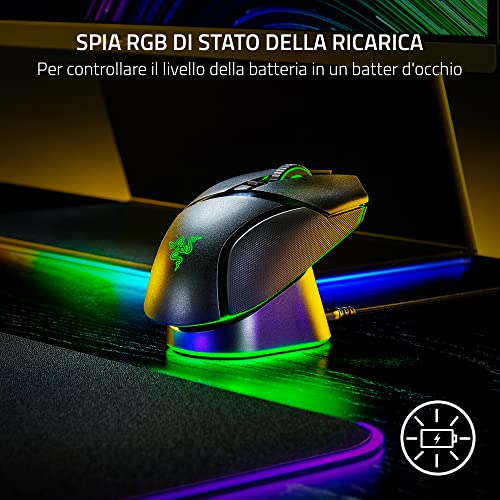 Mouse Dock Pro & Charging Puck - Dock di ricarica wireless magnetico e modulo per mouse compatibili (Hyperspeed 8K Hz, 8 luci RGB Chroma) Nero - Mouse gaming - Immagine 4
