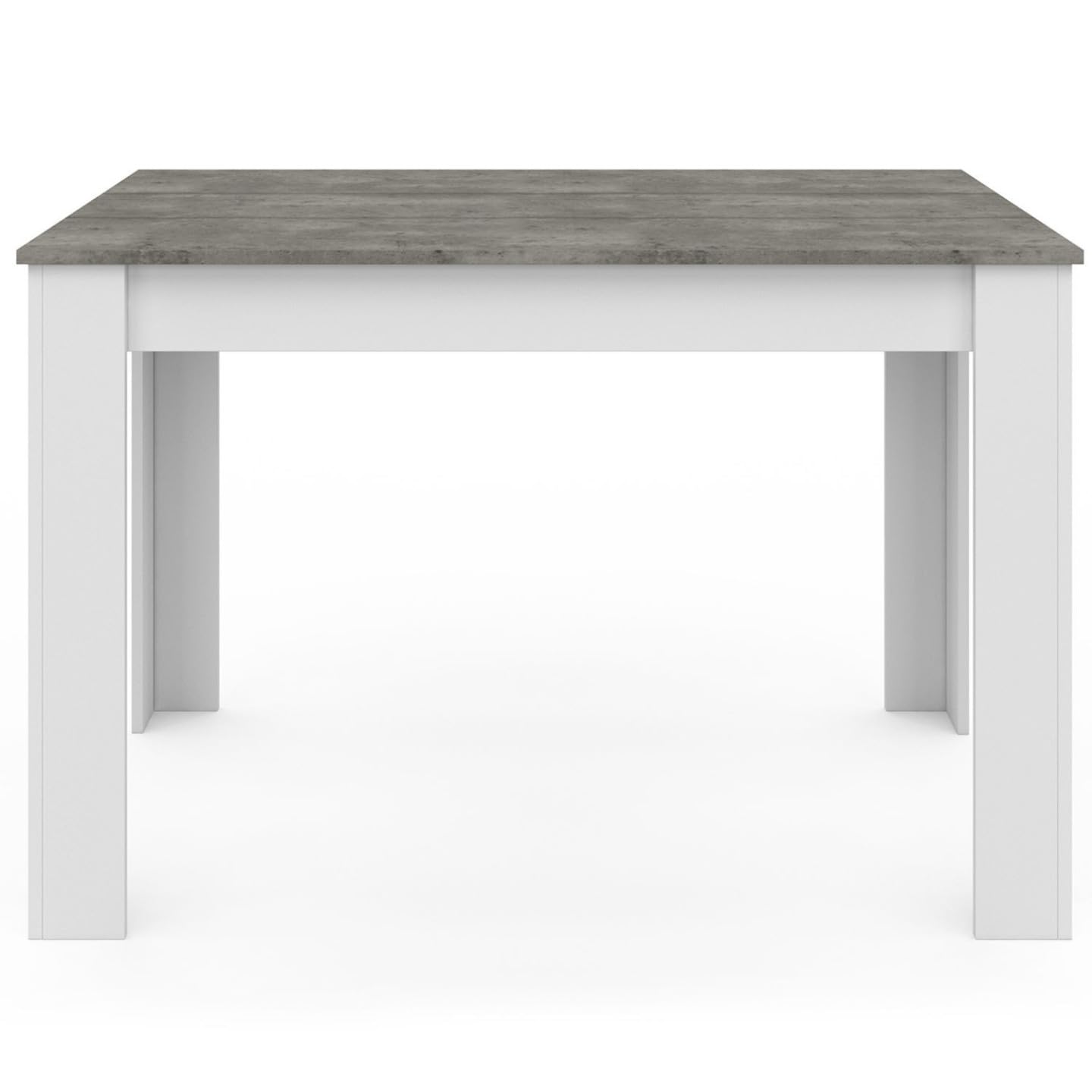 IDMarket - Table à Manger Rectangle ROZY 4 Personnes Blanc Plateau Effet béton 110 cm