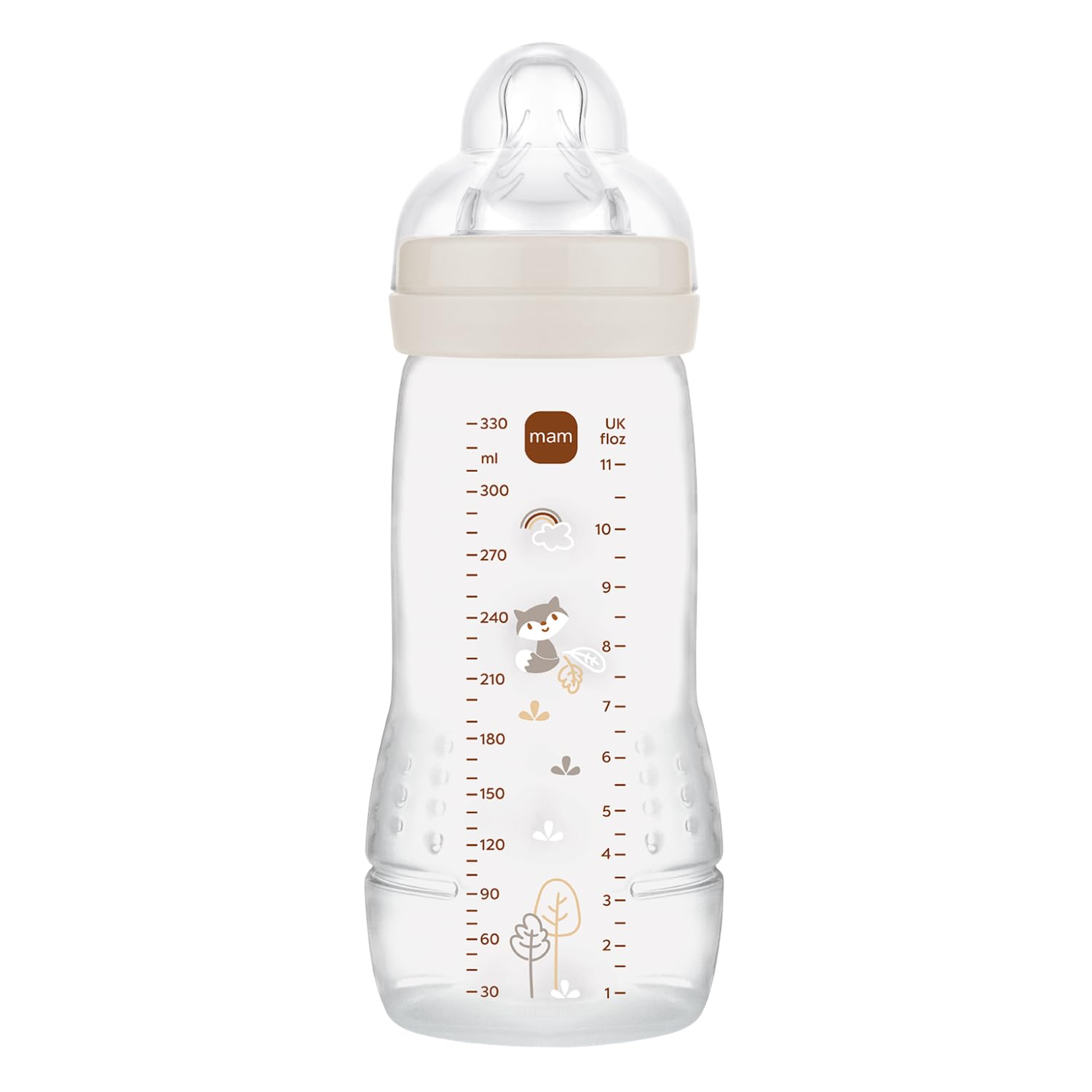 MAM Easy Active 6 mois et plus Couleur Sable (330 ml) – avec tétine en silicone débit X vitesse ultra-​rapide – pour bébé avec fermeture hermétique