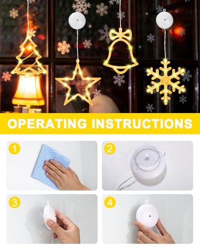 FAOKZE 4 pezzi Luci di Natale - 10 LED Tenda