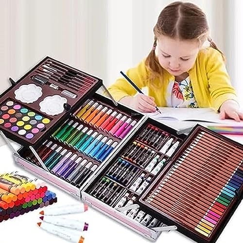 Image of Peeplvalue Deluxe Unicorn painting colour set for Kids Art and Craft suitcase l 145 colour set Drawing and Painting Set best for Birthday Gift for Boys Girls