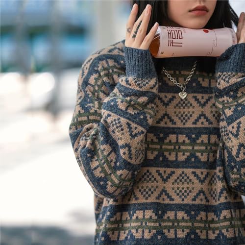 Grandpa Sweater Knit Sweater Vintage Sweater Striped Sweater Y2k Sweater Grunge Fall Sweater Pullover2