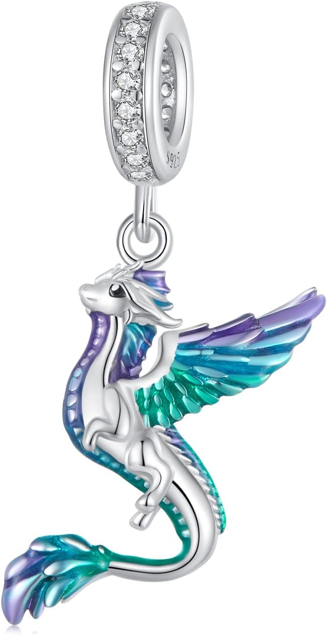 Flying Dragon Bead Charm 925 Sterling Silver Charm Fits For Pandora Bracelet Necklace