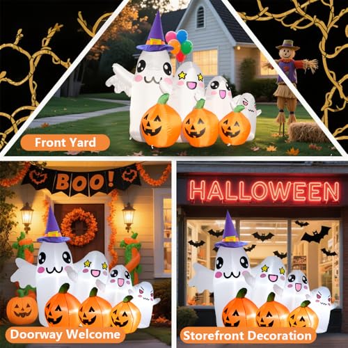 GARIG Halloween Inflatables Outdoor Decorations Lawn Holiday (7.2FT Ghost Pumpkin) - image 4