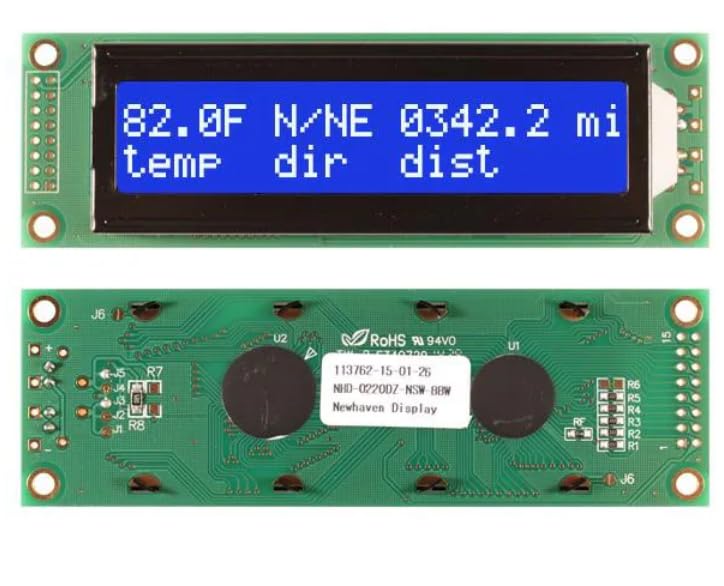 NHD-0220DZ-NSW-BBW, LCD Character Display Modules & Accessories STN- Blue Transm 116.0 x 37.0