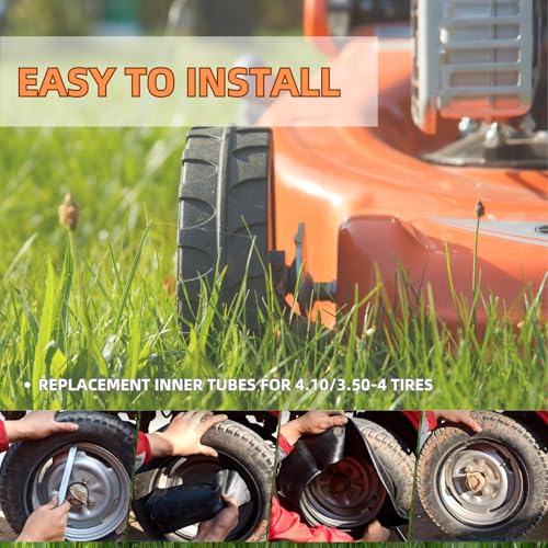 2 Stück Schlauch 4.10/3.50-4, Reifen Schlauch 4.10/3.50-4 für Schubkarrenreifen Universell Passender Reifenschlauch für Traktor, Rasenmäher, Schneefräsen, Kombi