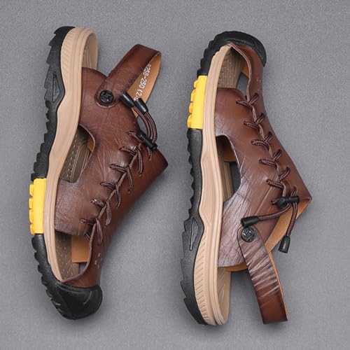 Large Size Fashion Sports Sandals for Men, Casual Lace Up Fisherman Shoes, Classical Concise Closed Toe Slippers2