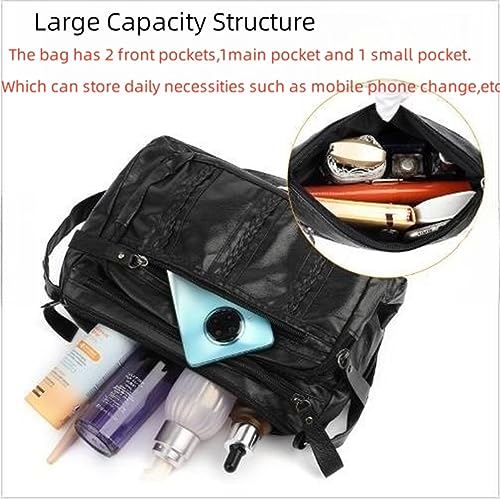 Womens Shoulder Handbag Black PU Leather Messenger Cross Body Pouch Large Bag Cell Phone Purse Wallet Case Coin Purse Fashion Mother Gift4