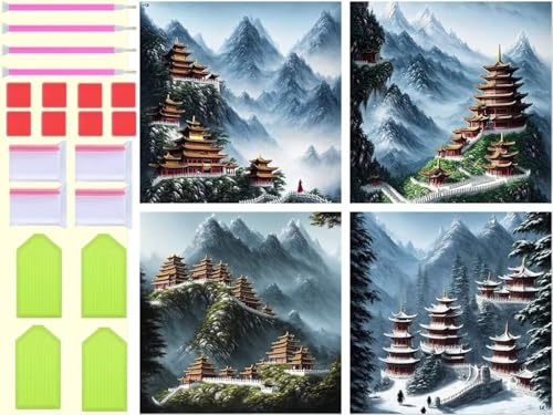 Peinture diamant temple bouddhiste pour sublimer votre salon
