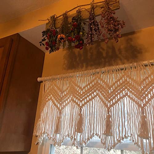 Galmaxs7 Macrame Valance Wall Hanging Boho Valance Window Treatments Valance 52 Inch W X 21 Inch H For Bedroom Living Room Kitchen Bathroom Wall Decor,1 Panel thumb #2