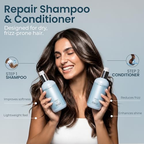 Image of NABELA Deep Hydration Bimini Shampoo and Conditioner Set - Moisture-Rich Hair Care Routine with Hyaluronic Acid, Argan Oil & Shea Butter - Curl Enhancing & AntiFrizz Duo for Soft, Shiny Hair - 8 fl oz