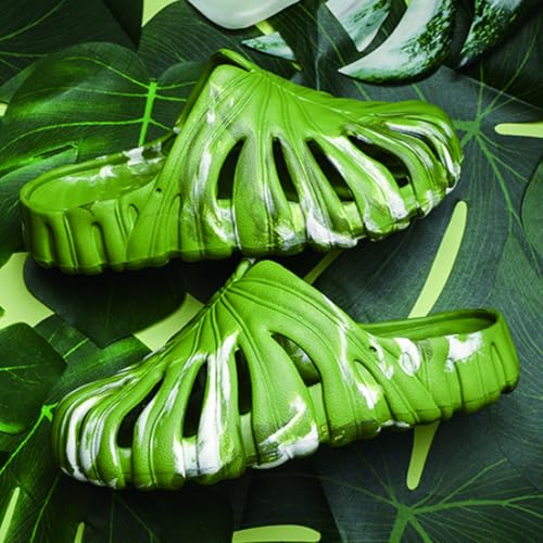Monstera Shoes, Variegated Monstera Shoes for Women and Men, Thick Sole Eva Plant Leaf Slides, for Home, Beach, Bathroom4