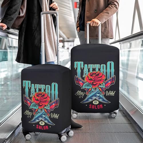 Image of Explore Land Travel Luggage Cover Air Approve Suitcase Protector Fits 18-32 Inches Case, Blade Rose, M, Blade Rose