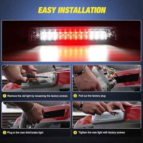 Image of Nilight Third Brake Light Tail High Mount 3rd Stop Lights Clear Lens Compatible with Chevy Colorado and GMC Canyon 2015 2016 2017 2018 Van SUV Rear Center Cab Lamp