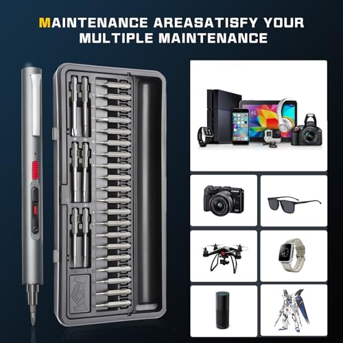 Mini chave de fenda elétrica 42 em 1, 3 configurações de torque, máximo de 3,7 V, conjunto de chave