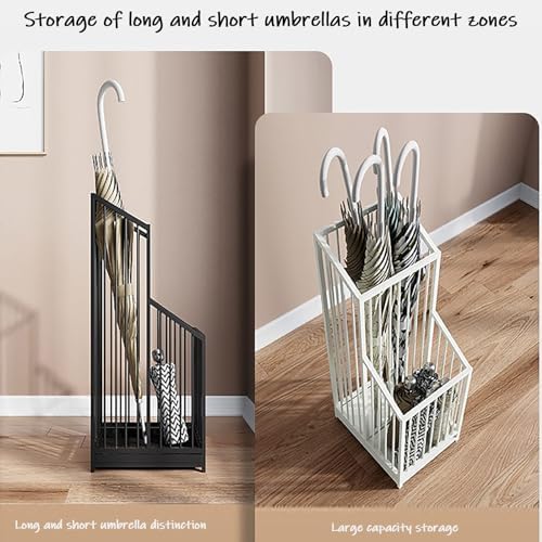 Dual Function Umbrella Stand & Drainage Solution – SpaceSaving Design for Long & Folding Umbrellas – Perfect Entryway Organizer for Home & Office