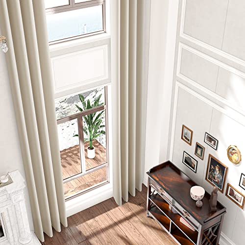 Sanceor 17ft Ivory Extra Long Blackout Curtain