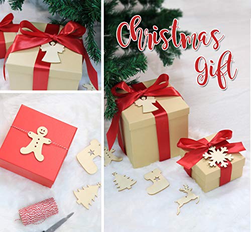 ilauke 64pcs Wooden Ornaments for Crafts DIY Wood Crafts Christmas Hanging Decorations Unfinished Predrilled Wood Slices for Centerpieces Wood Circles Painting Woodburning Decor - Thumbnail 6