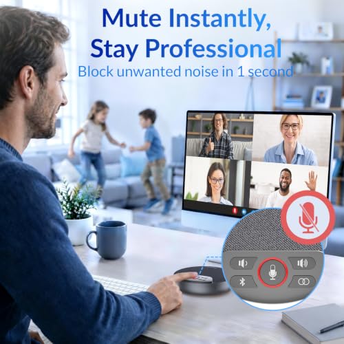 Image of FreeChat Speakerphone, Conference Speaker with 4 Mics, 360 Enhanced Voice Pickup | AI Noise Reduction, AI Echo Cancellation, Auto Volume Balance, Plug & Daisy Chain, Full-Duplex Calling
