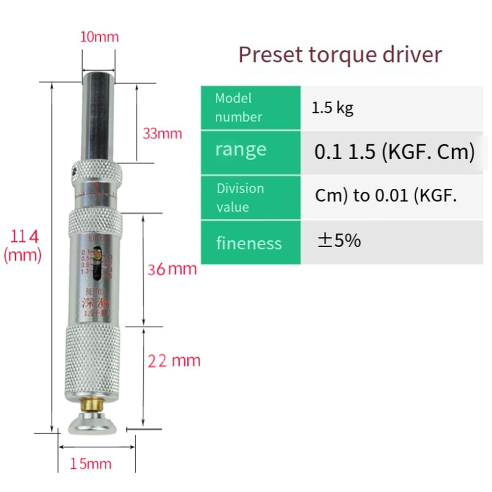 1,5 kg wstępnie ustawiony dynamometryczny przemysłowy śrubokręt dynamometryczny śrubokręt dynamometryczny regulowany miernik momentu obrotowego