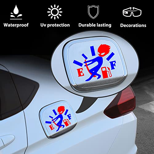 Image of 2 Pack 5.1 inch Reflective Funny Car Stickers, High Gas Consumption Decal, Angry Boy Adjusting Fuel Gauge, Fuel Gage Empty Stickers for Cars, Van, Trucks, Car Decals for Women Men