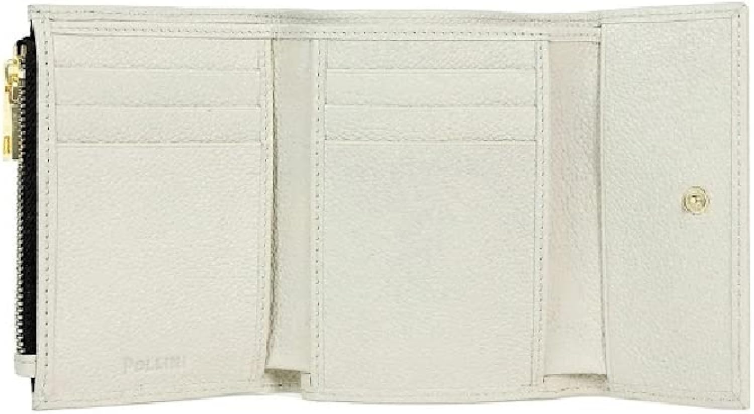 Portafoglio Pollini piccolo Heritage nero e bordo pelle avorio