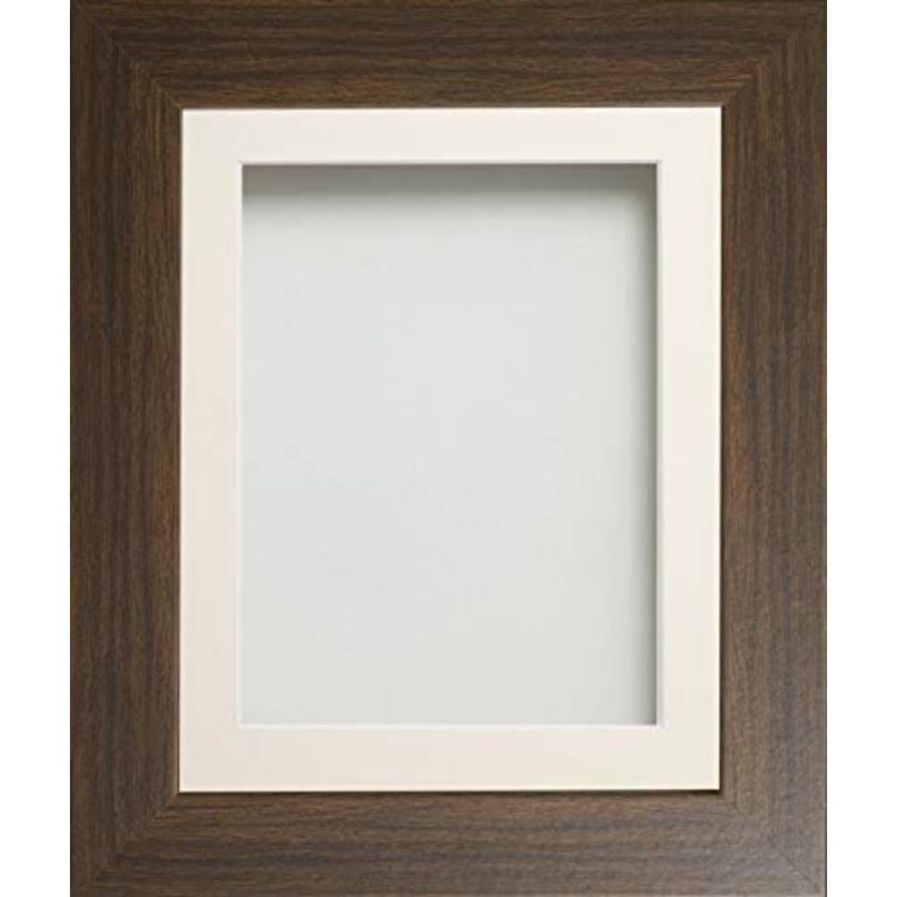 Frame Company Watson Brown Picture Photo Frame fitted with Perspex, 14x11 inch with Ivory Mount for image size 12x8 inch
