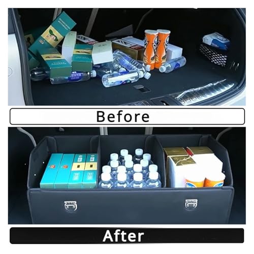 Organiseur de coffre de voiture en cuir : boîte de rangement pliable compartiment - 4