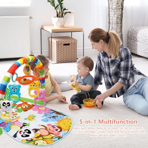 KidLe Baby Gym Activity Mat with Toys, Kick and Play Piano, Rattle Balls, Teething Toys (Polychrome)
