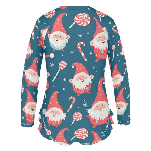 Gnomes Candy Blue One Piece Swimsuit for Girls Long Sleeve Rashguard Girls' Swimwear 3T3